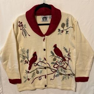 Vintage Women’s Storybook Knits Winter Cardinals Cardigan